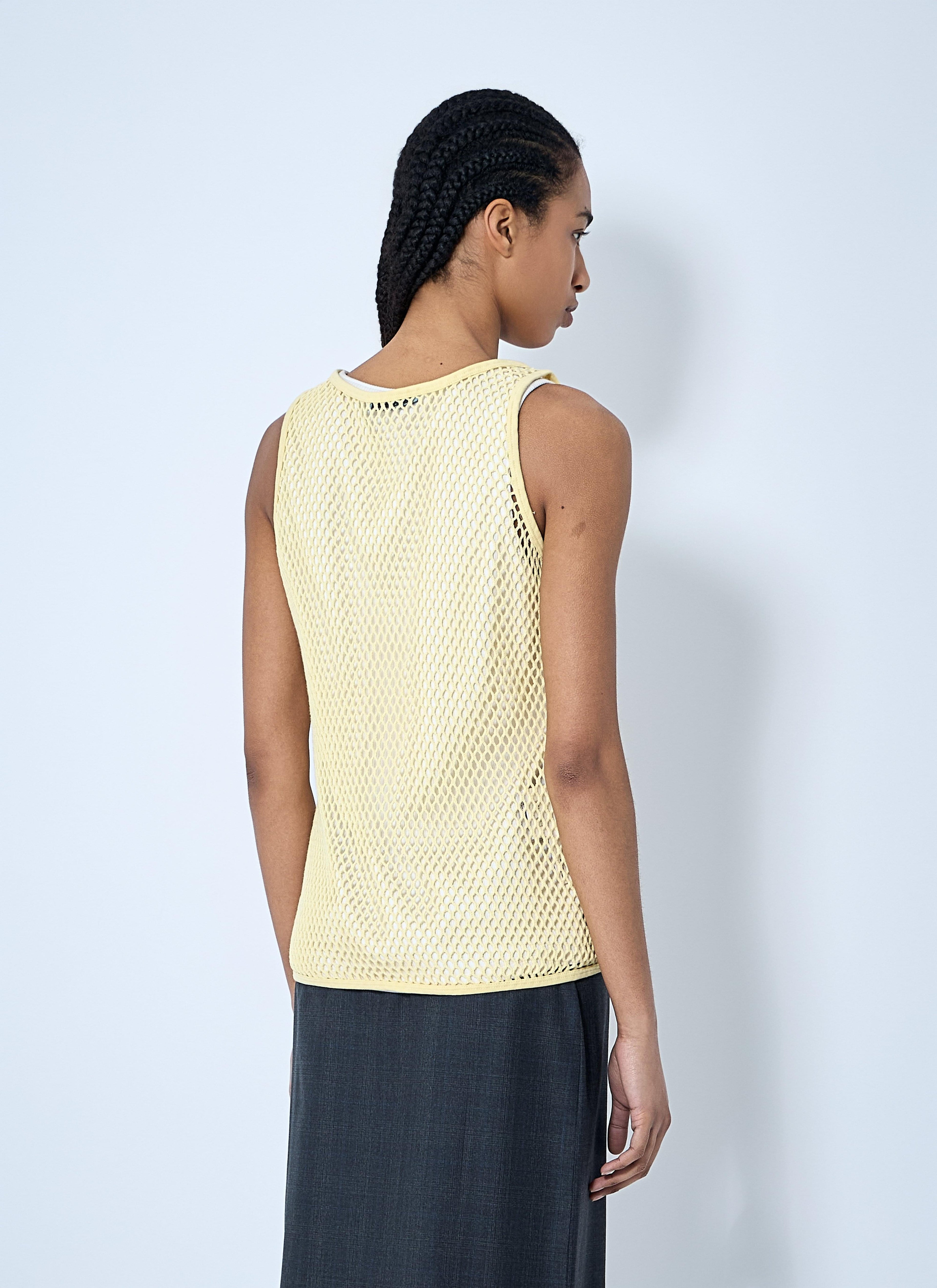 Prada Women Logo Plaque Open- Knit Tank Top