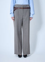 Prada Women Technical Wool Pants With Printed Belt