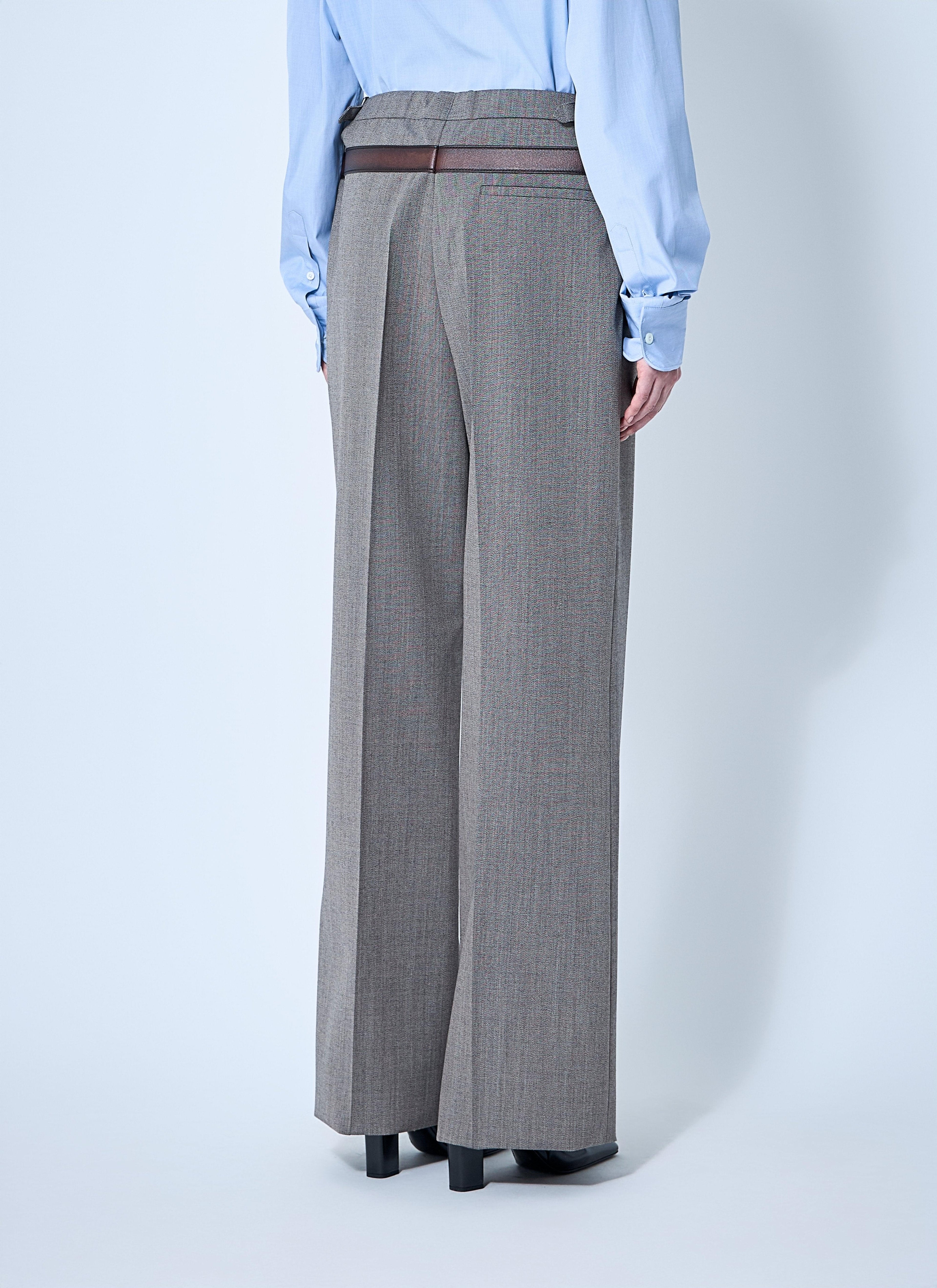 Prada Women Technical Wool Pants With Printed Belt