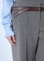Prada Women Technical Wool Pants With Printed Belt