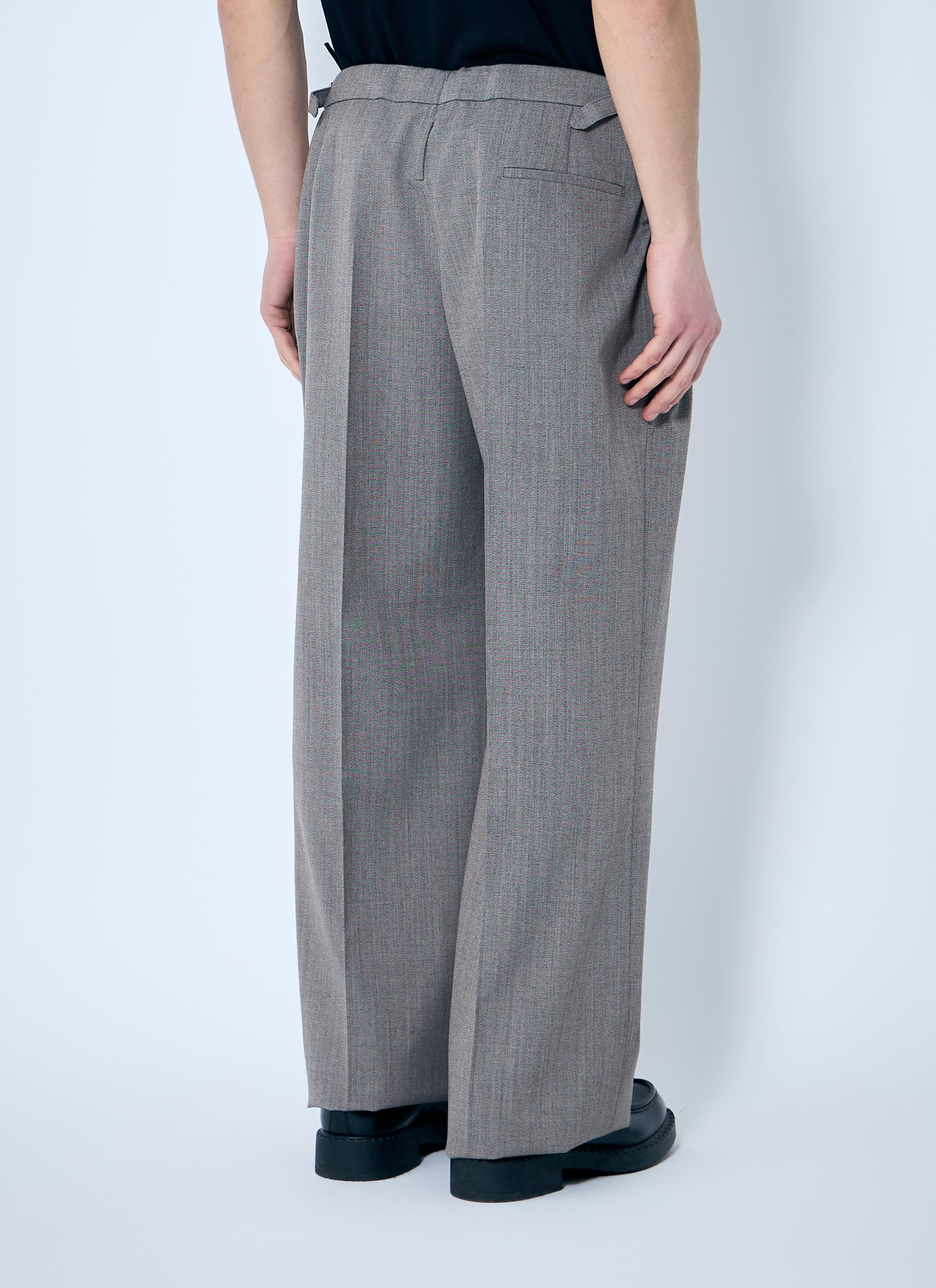 Prada Men Belted Tailored Wool-Blend Pants
