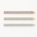 Set of Three 6ctw Created Moissanite Tennis Bracelets – 3mm Stones – 14K Gold Overlay in White, Yellow & Rose Gold