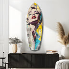 Surfboard Collage Blonde Glass Wall Art
