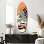 Sunset Ride 60s Vibes Glass Wall Art