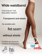 Tights Conte Top Soft 40 Den - Adjustable Fit for Sensitive Skin