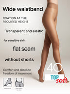 Tights Conte Top Soft 40 Den - Adjustable Fit for Sensitive Skin