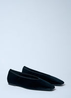 Toteme Women Minimalist Velvet Ballerina Flats