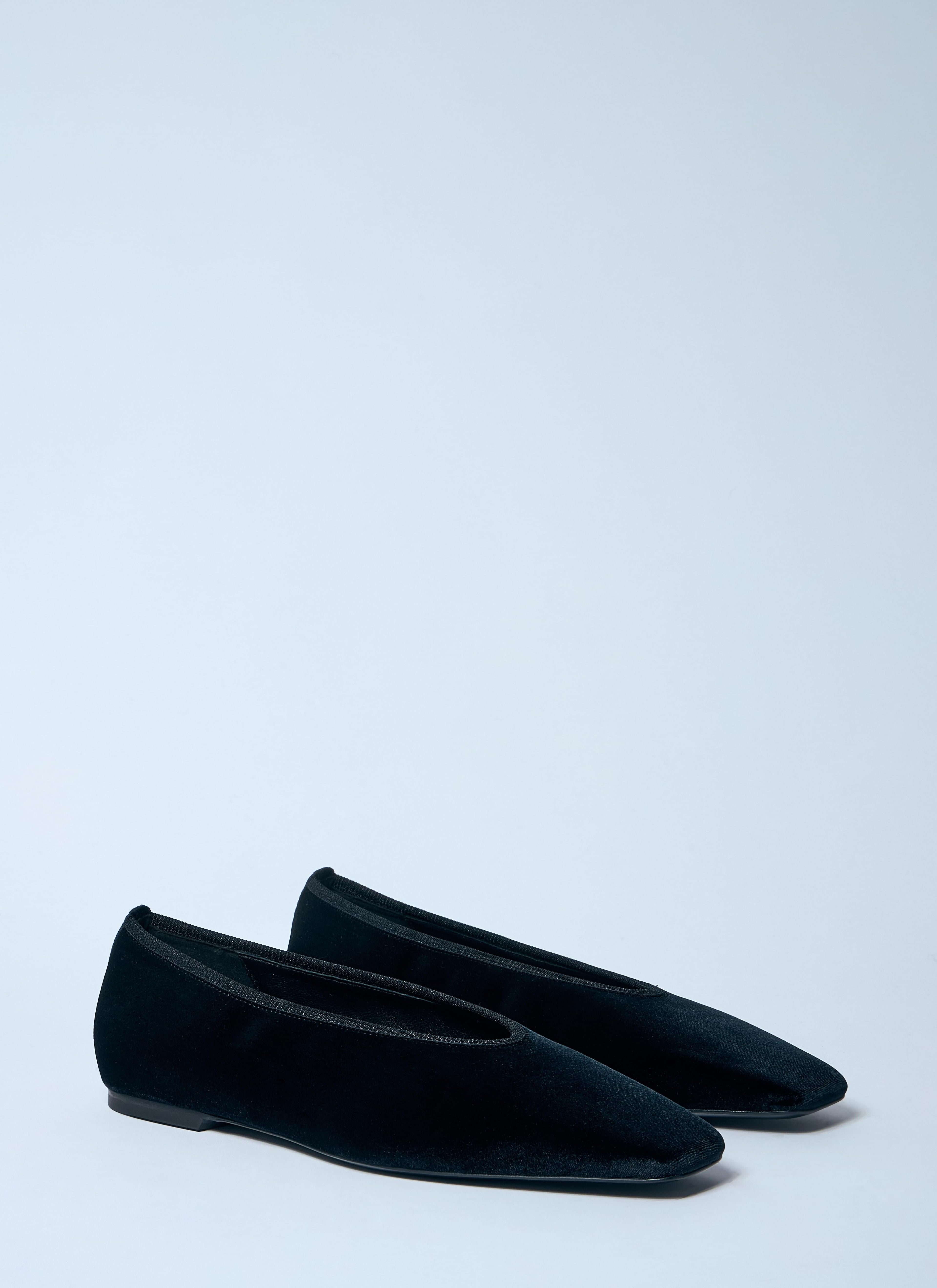Toteme Women Minimalist Velvet Ballerina Flats