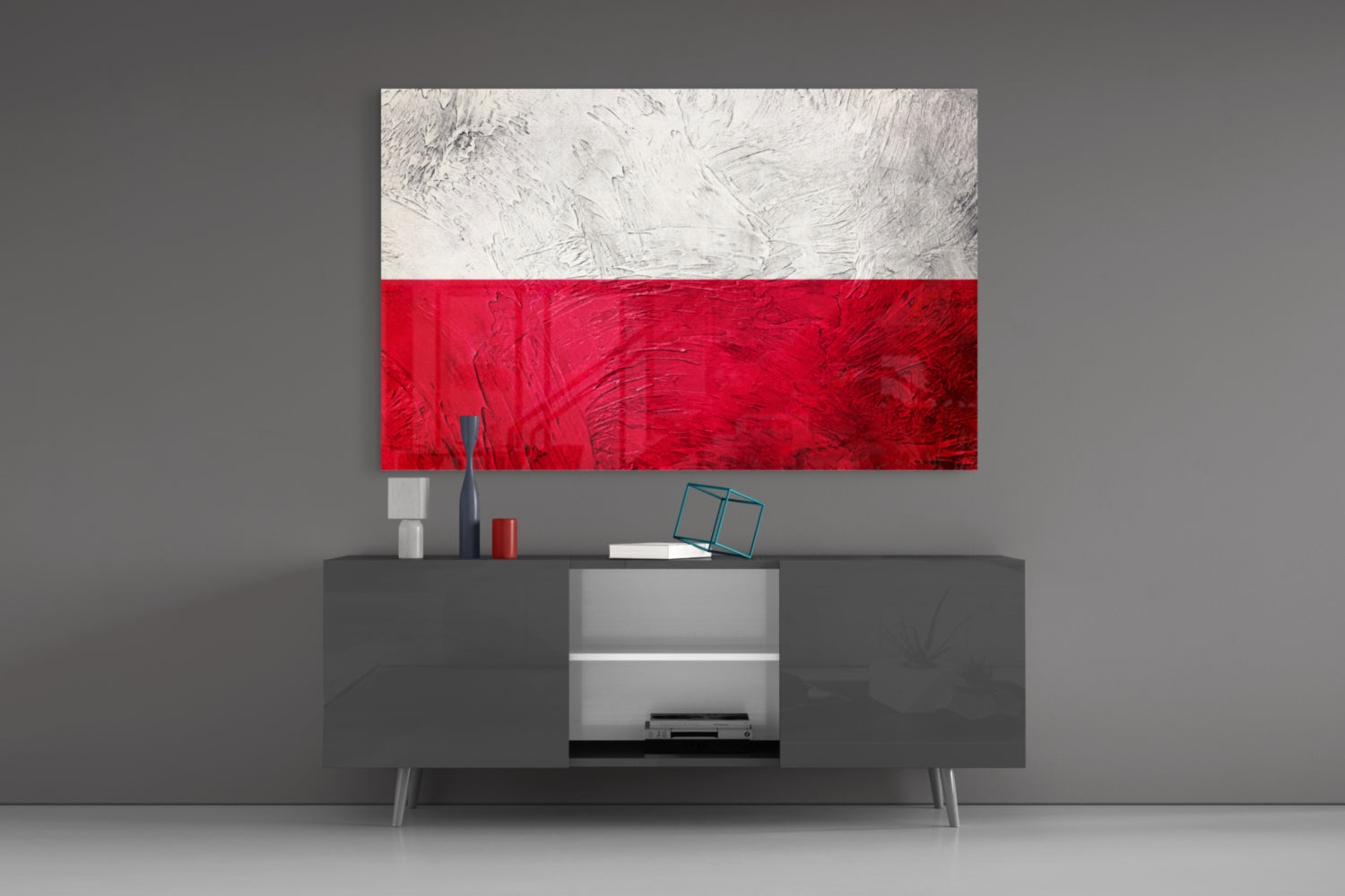 Painted Texture Flag of Poland Glass Wall Art