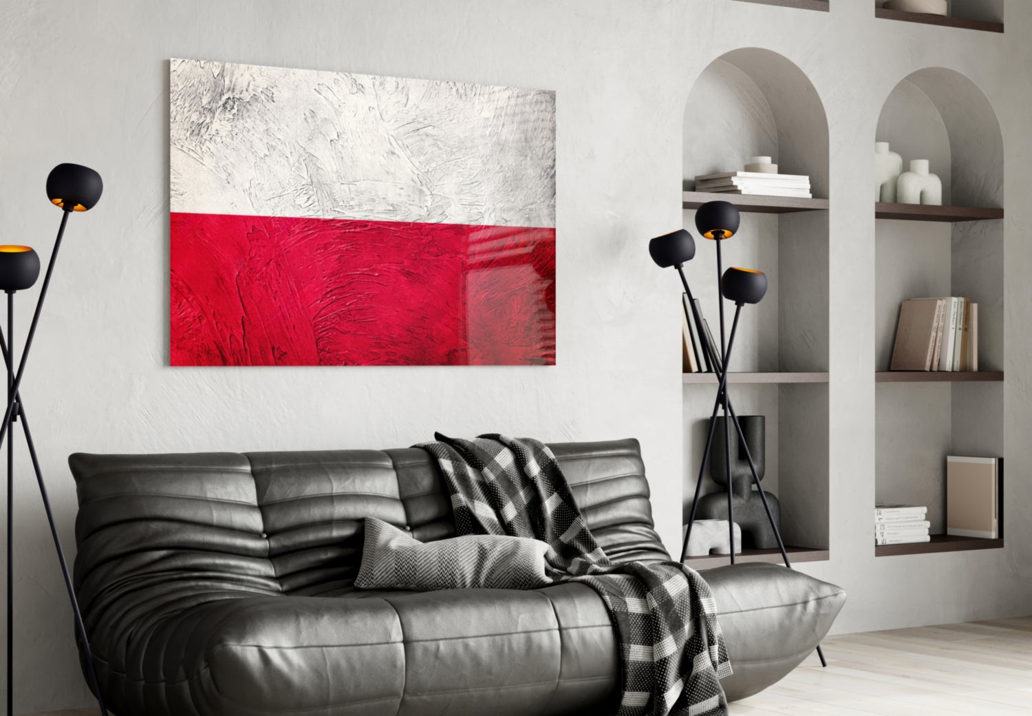 Painted Texture Flag of Poland Glass Wall Art