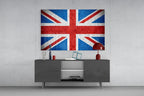 Concrete Wall Bright Union Jack Flag Glass Wall Art