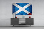 Scratched Metal Distressed Scotland Flag Glass Wall Art
