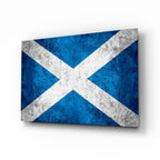Scratched Metal Distressed Scotland Flag Glass Wall Art