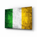 Scratched Metal Ireland Tricolor Flag Glass Wall Art