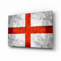 Scratched Steel Gray England Cross Flag Glass Wall Art