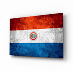 Scratched Metal Paraguay Seal Flag Glass Wall Art