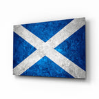 Icy Marble Deep Blue Scotland Flag Glass Wall Art
