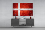 Bright Orange Mottled Denmark Cross Flag Glass Wall Art