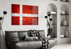 Bright Orange Mottled Denmark Cross Flag Glass Wall Art