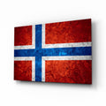 Rust Red Weathered Norway Cross Flag Glass Wall Art
