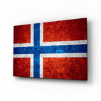 Rust Red Weathered Norway Cross Flag Glass Wall Art