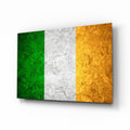 Golden Marble Ireland Tricolor Flag Glass Wall Art