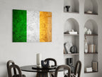 Golden Marble Ireland Tricolor Flag Glass Wall Art