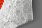 Gray Marble Red Sun Circle Japan Flag Glass Wall Art