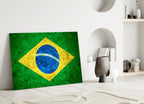 Marble Stone Texture Brazil Diamond Flag Glass Wall Art
