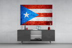 Frosted Marble Puerto Rico Star Flag Glass Wall Art