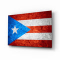 Frosted Marble Puerto Rico Star Flag Glass Wall Art
