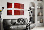 Deep Burgundy Weathered Denmark Cross Flag Glass Wall Art