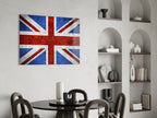Chalky Crimson And Royal Blue Union Jack Glass Wall Art