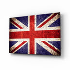 Rustic Faded Stone Wall Union Jack Glass Wall Art