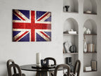 Rustic Faded Stone Wall Union Jack Glass Wall Art