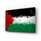 Watercolor Splatter Palestine Flag Glass Wall Art