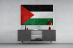 Matte Stone Texture Palestine Flag Glass Wall Art