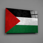 Matte Stone Texture Palestine Flag Glass Wall Art