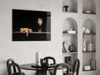 Standing Lion and Sleeping Lioness Glass Wall Art