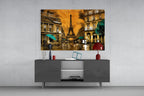 Teal Umbrellas Golden Paris Glass Wall Art