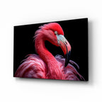 Vivid Pink Flamingo Portrait Glass Wall Art