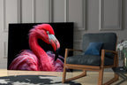 Vivid Pink Flamingo Portrait Glass Wall Art