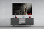 Golden Gavel and Justice Scales Glass Wall Art