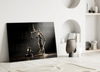 Golden Gavel and Justice Scales Glass Wall Art