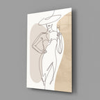 Wine Glass Lady Wide Hat Glass Wall Art